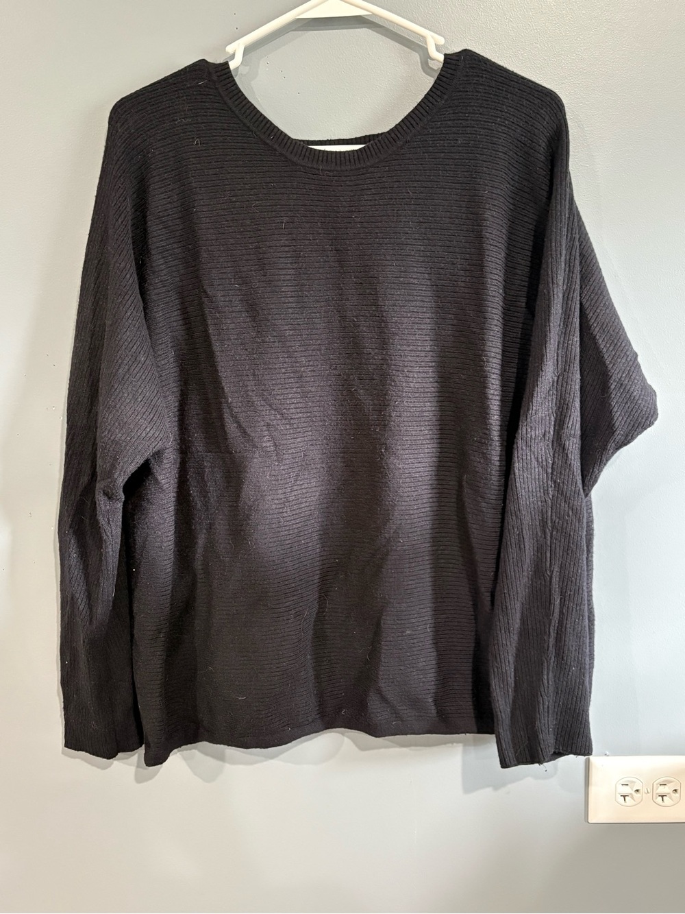 APT. 9 Women's Black Ribbed Knit Long Sleeve Sweater - XXL